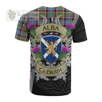 Glass Tartan Family Crest Cotton T-shirt Lion Rampant Royal Thistle Shield Celtic Inspired