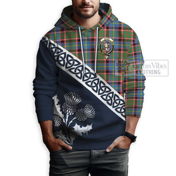Glass Tartan Hoodie Featuring Thistle and Scotland Map - Tartan Vibes Clothing