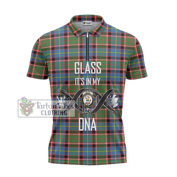 Glass Tartan Zipper Polo Shirt with Family Crest DNA In Me Style - Tartan Vibes Clothing