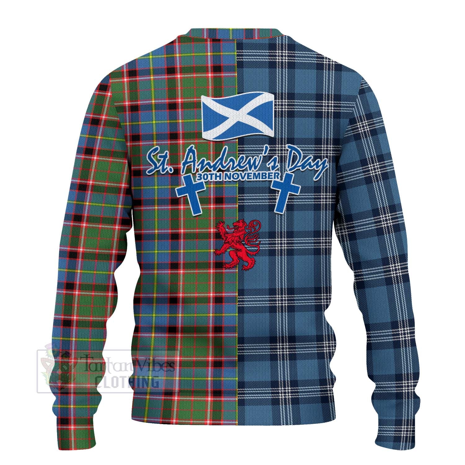 Glass Tartan Knitted Sweater Happy St. Andrew's Day Half Tartan Style - Tartan Vibes Clothing