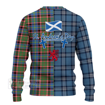 Glass Tartan Knitted Sweater Happy St. Andrew's Day Half Tartan Style - Tartan Vibes Clothing