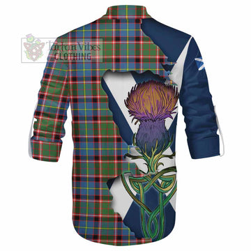 Tartan Vibes Clothing Glass Tartan Family Crest Ghillie Kilt Shirt Scottish Thistle Celtic Inspired