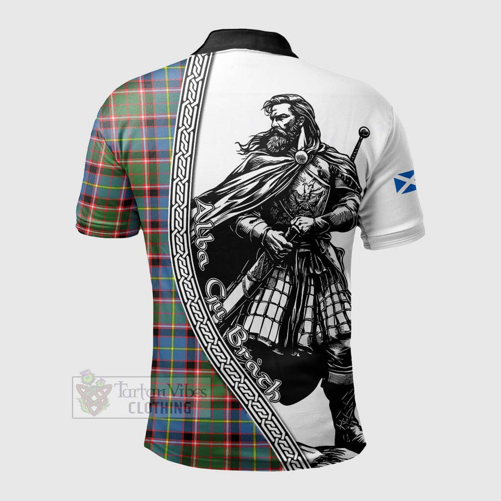 Glass Tartan Clan Crest Polo Shirt with Highlander Warrior Celtic Style - Tartan Vibes Clothing