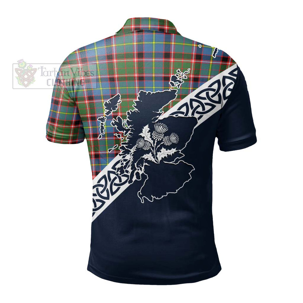 Glass Tartan Polo Shirt Featuring Thistle and Scotland Map - Tartanvibesclothing Store