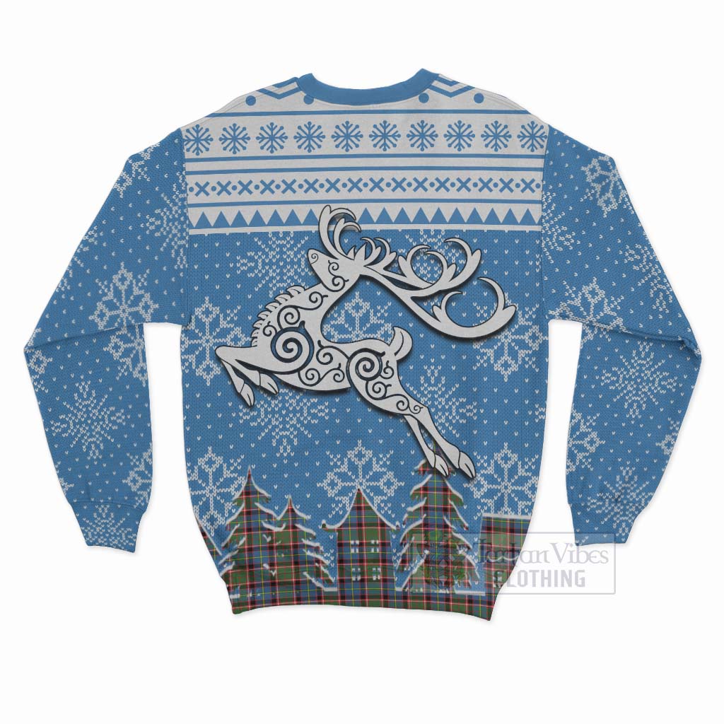 Glass Clan Christmas Sweatshirt Celtic Reindeer Style - Tartan Vibes Clothing