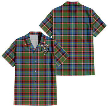 Glass Tartan Short Sleeve Button Down Shirt with Family Crest