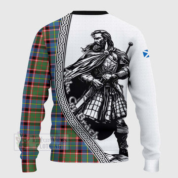 Glass Tartan Clan Crest Knitted Sweater with Highlander Warrior Celtic Style - Tartan Vibes Clothing