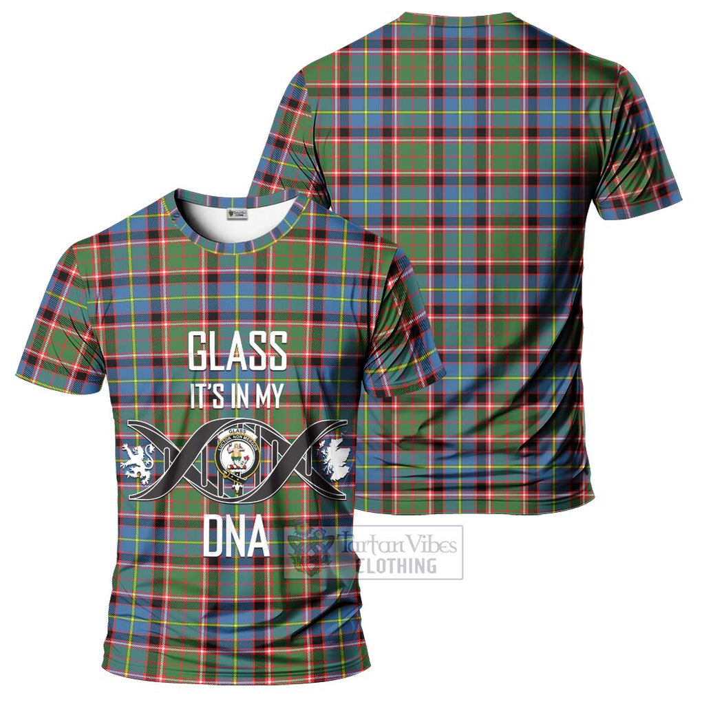 Glass Tartan T-Shirt with Family Crest DNA In Me Style - Tartan Vibes Clothing
