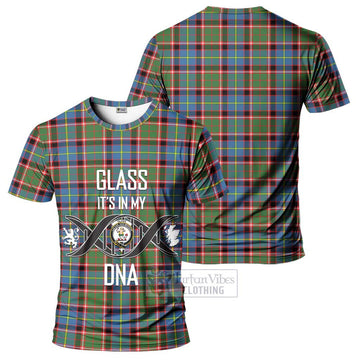 Glass Tartan T-Shirt with Family Crest DNA In Me Style - Tartan Vibes Clothing