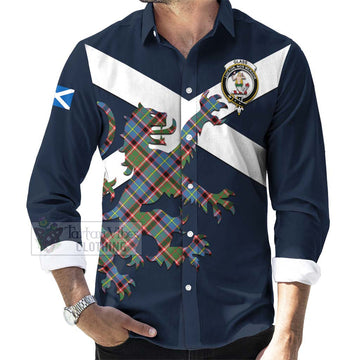 Glass Tartan Lion Rampant Long Sleeve Button Shirt Proudly Display Your Heritage with Alba Gu Brath and Clan Name Men's Shirt - Tartan Vibes Clothing