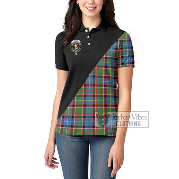 Glass Tartan Women's Polo Shirt with Family Crest and Military Logo Style - Tartan Vibes Clothing