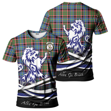Glass Tartan T-Shirt with Alba Gu Brath Regal Lion Emblem - Tartan Vibes Clothing