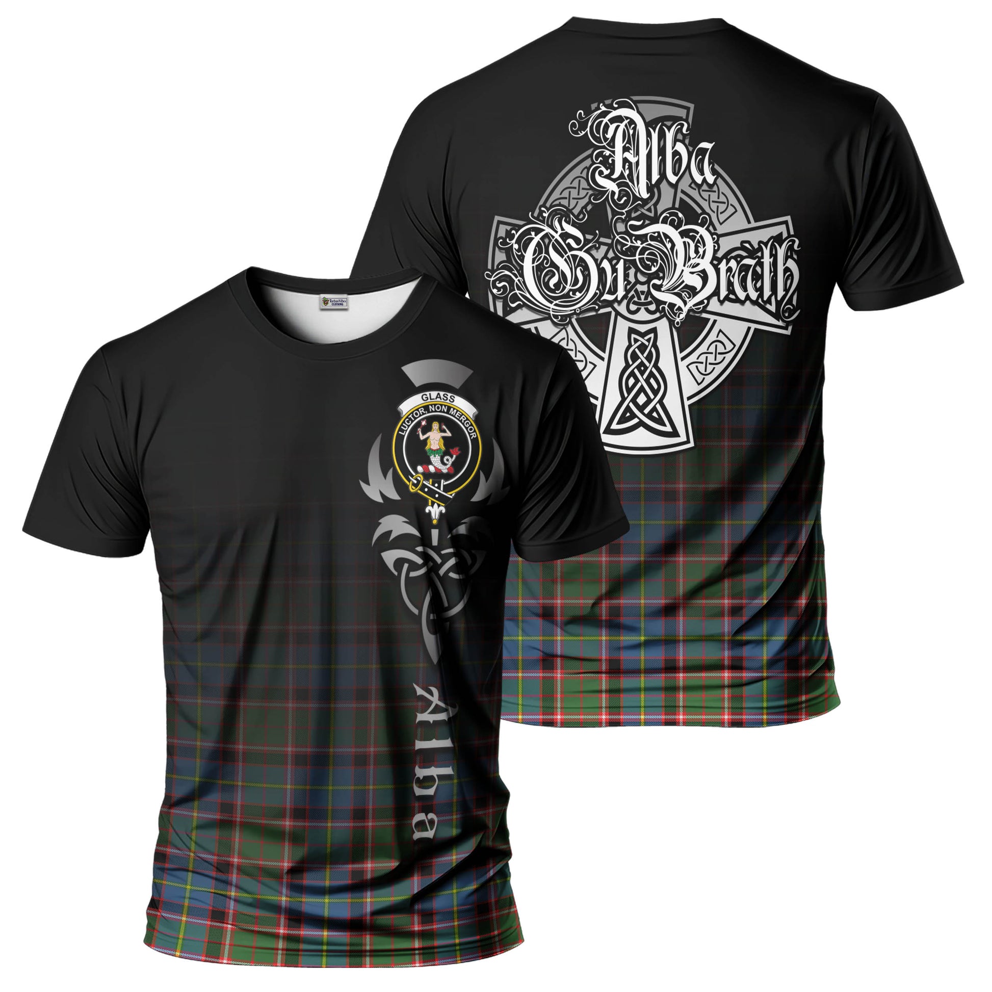 Glass Tartan T-Shirt Featuring Alba Gu Brath Family Crest Celtic Inspired - Tartan Vibes Clothing