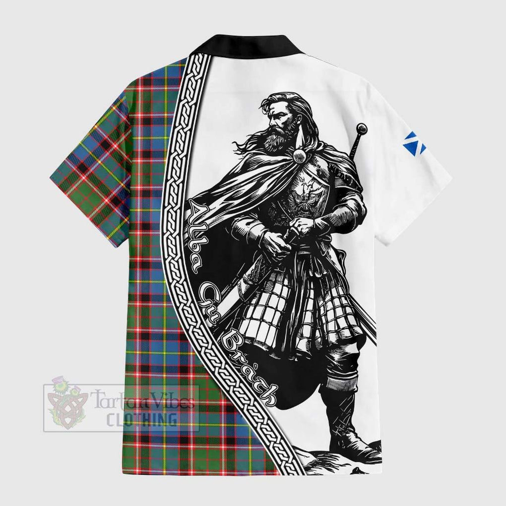 Glass Tartan Clan Crest Hawaiian Shirt with Highlander Warrior Celtic Style - Tartan Vibes Clothing