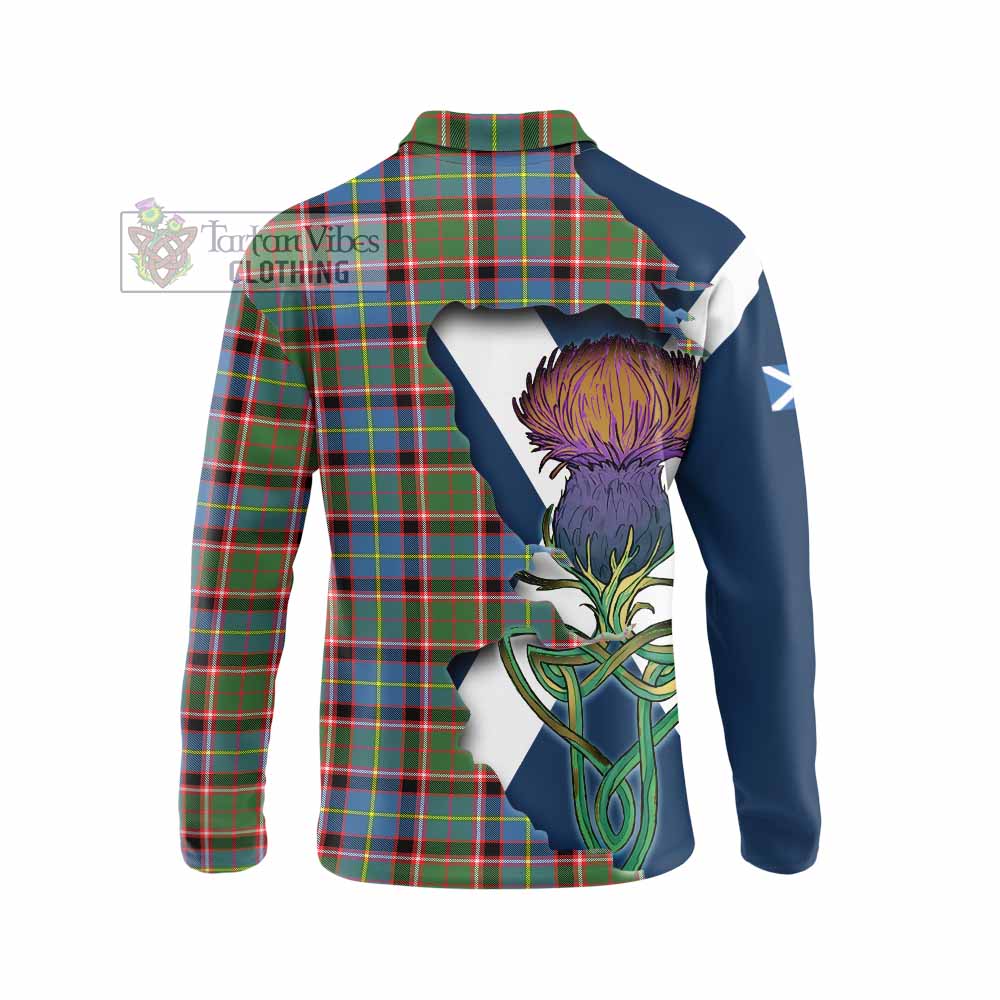 Glass Tartan Family Crest Long Sleeve Polo Shirt Scottish Thistle Celtic Inspired - Tartan Vibes Clothing