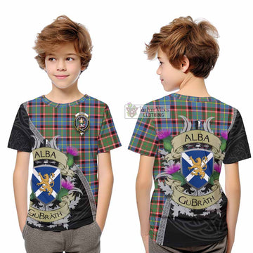 Glass Tartan Family Crest Kid T-Shirt Lion Rampant Royal Thistle Shield Celtic Inspired - Tartan Vibes Clothing