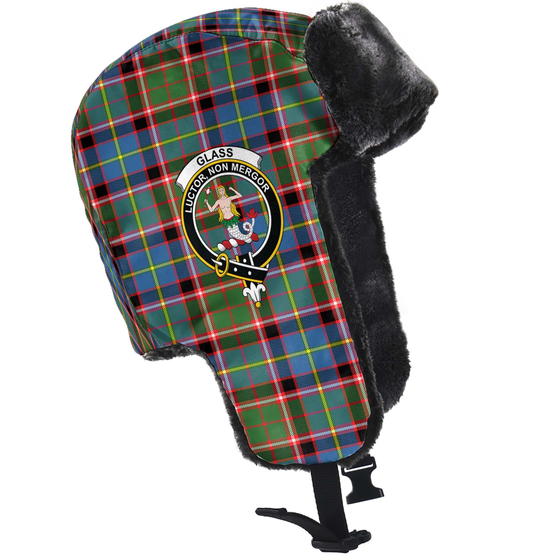 Glass Tartan Winter Trapper Hat with Family Crest - Tartan Vibes Clothing