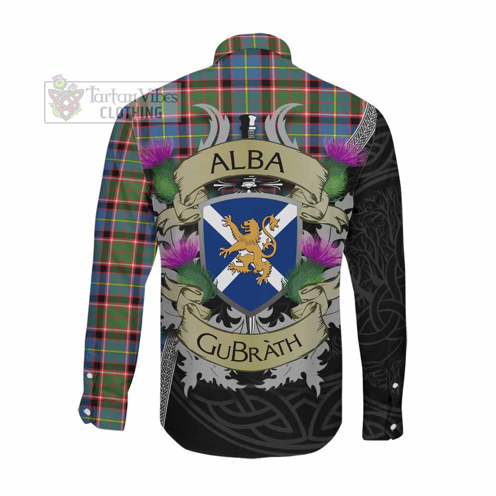 Glass Tartan Family Crest Long Sleeve Button Shirt Lion Rampant Royal Thistle Shield Celtic Inspired Men's Shirt - Tartan Vibes Clothing