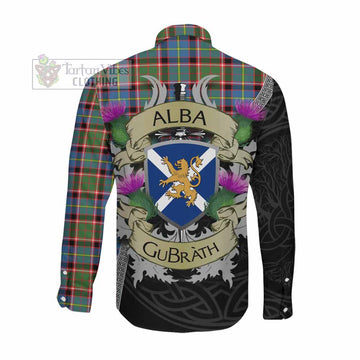 Glass Tartan Family Crest Long Sleeve Button Shirt Lion Rampant Royal Thistle Shield Celtic Inspired Men's Shirt - Tartan Vibes Clothing