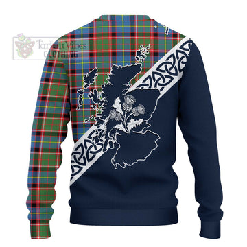 Glass Tartan Ugly Sweater Featuring Thistle and Scotland Map - Tartan Vibes Clothing