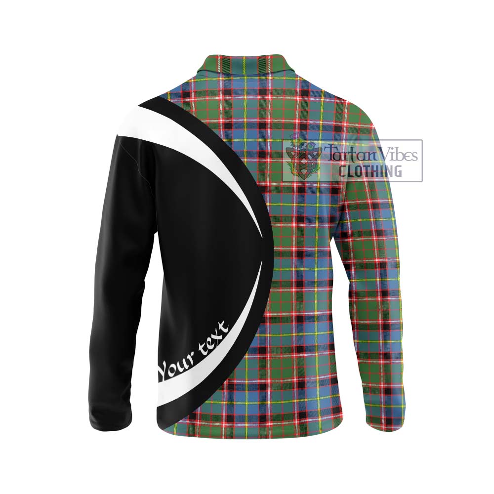 Glass Tartan Long Sleeve Polo Shirt with Family Crest Circle Style - Tartan Vibes Clothing
