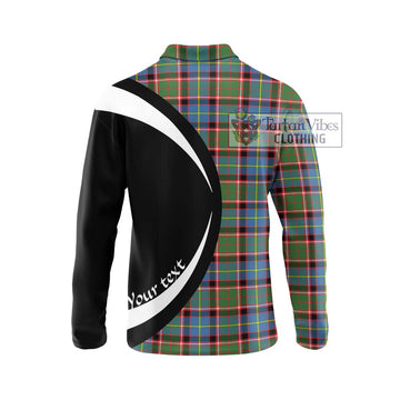 Glass Tartan Long Sleeve Polo Shirt with Family Crest Circle Style - Tartan Vibes Clothing