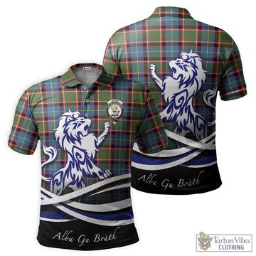 Glass Tartan Polo Shirt with Alba Gu Brath Regal Lion Emblem - Tartan Vibes Clothing