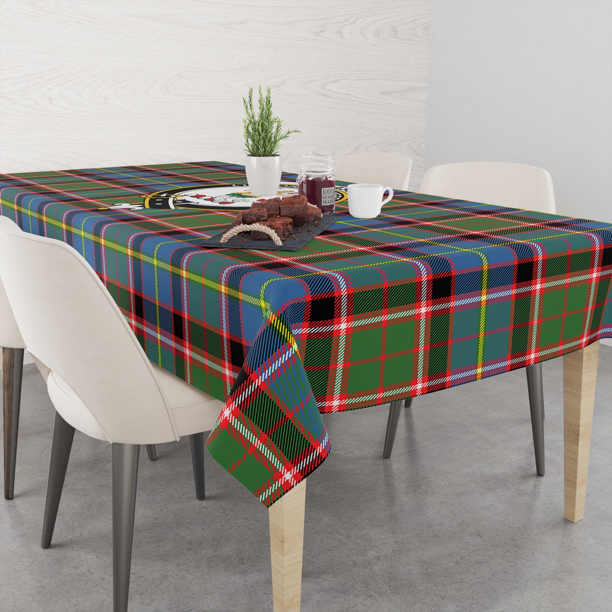 Glass Tartan Tablecloth with Family Crest M 39.4"x59"(100x150cm) - Tartan Vibes Clothing