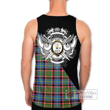Glass Tartan Men's Tank Top with Family Crest and Military Logo Style - Tartan Vibes Clothing