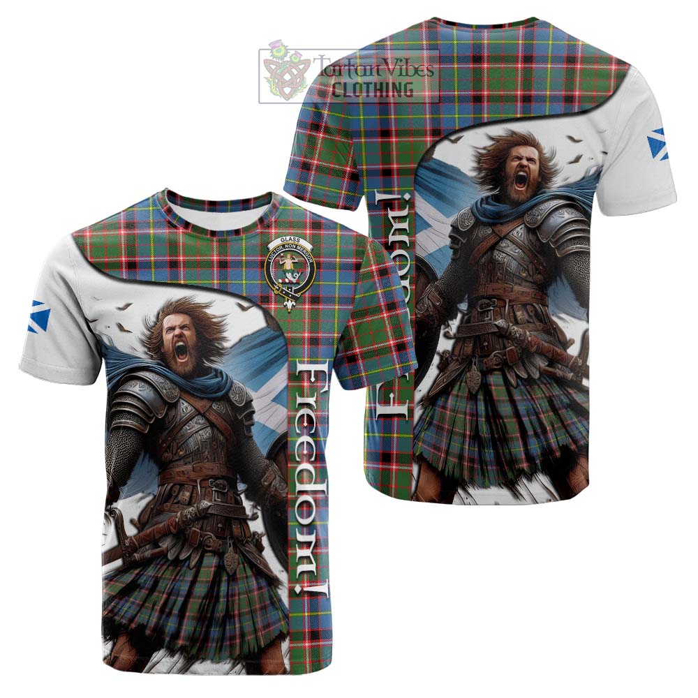 Tartan Vibes Clothing Glass Crest Tartan Cotton T-shirt Inspired by the Freedom of Scottish Warrior