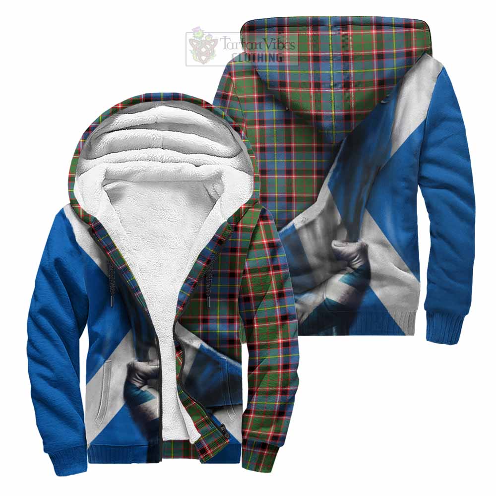 Tartan Vibes Clothing Glass Tartan Sherpa Hoodie with Family Crest Scotland Patriotic Style