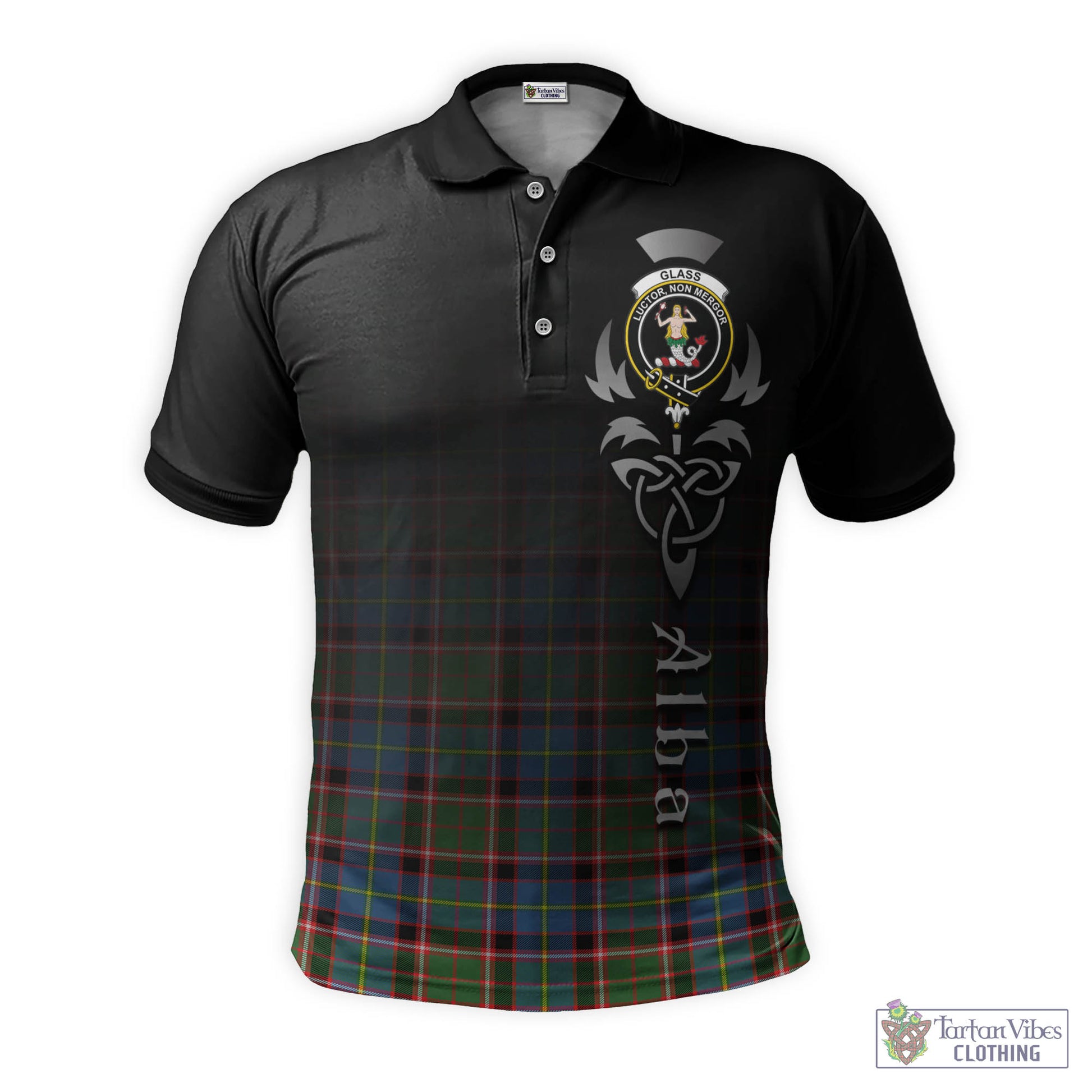 Glass Tartan Polo Shirt Featuring Alba Gu Brath Family Crest Celtic Inspired - Tartan Vibes Clothing