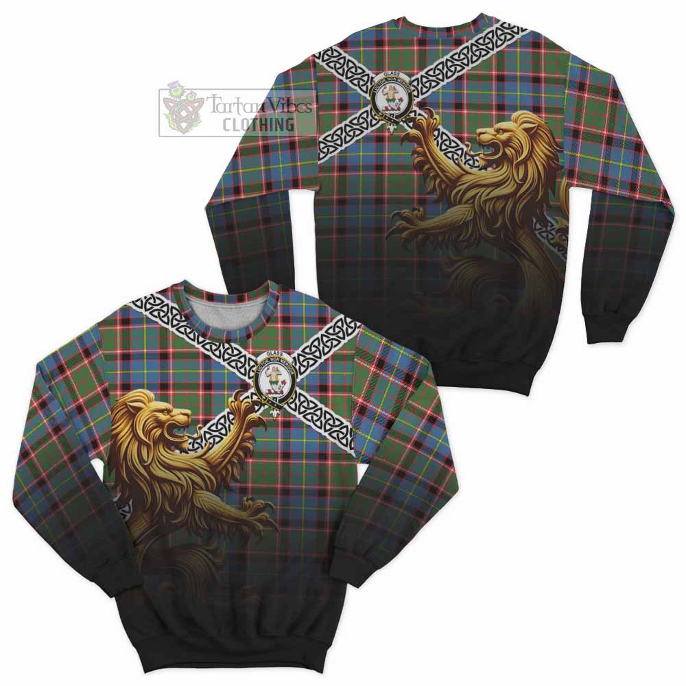 Glass Crest Tartan Sweatshirt with Golden Lion Emblem Celtic Style - Tartan Vibes Clothing