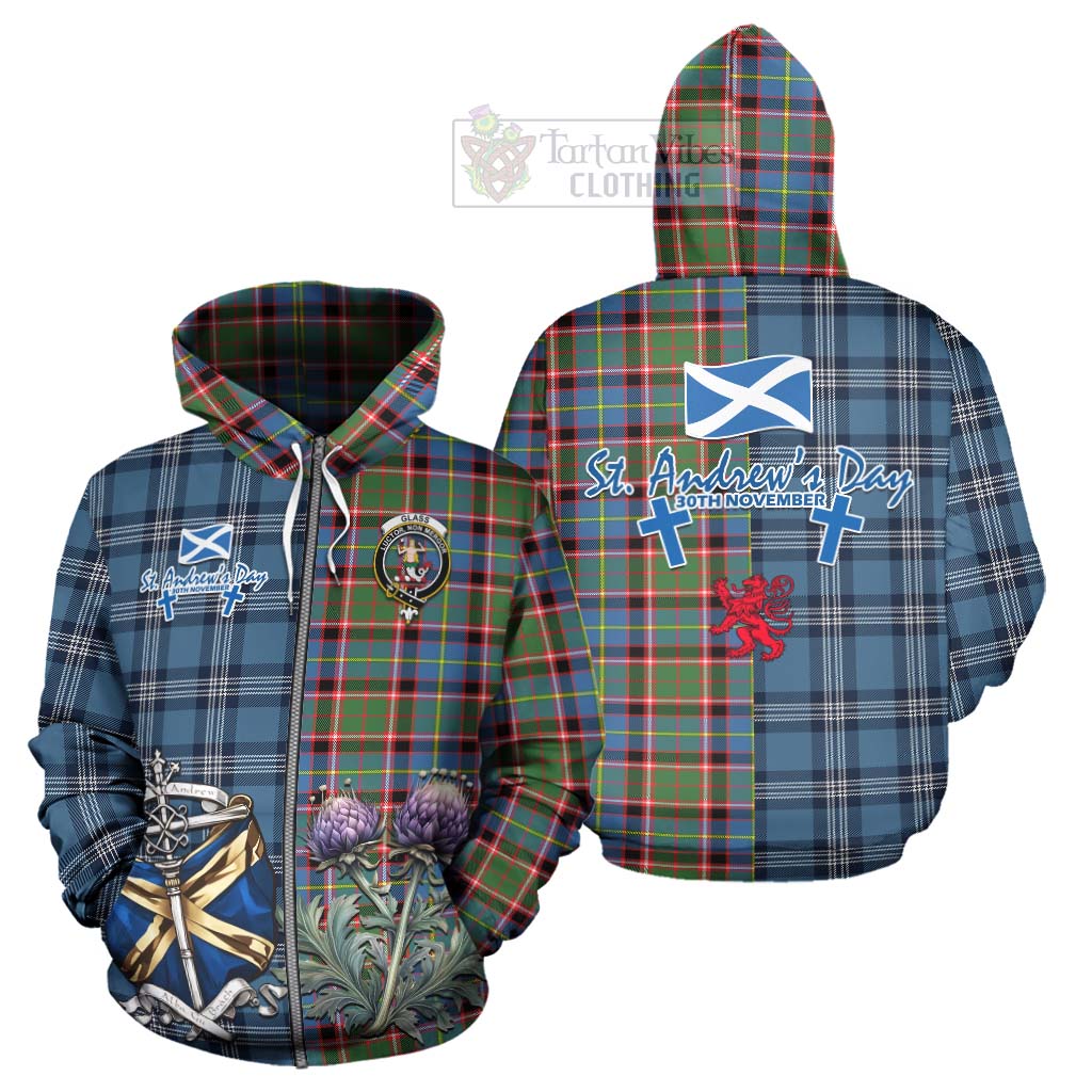 Glass Tartan Hoodie Happy St. Andrew's Day Half Tartan Style - Tartan Vibes Clothing