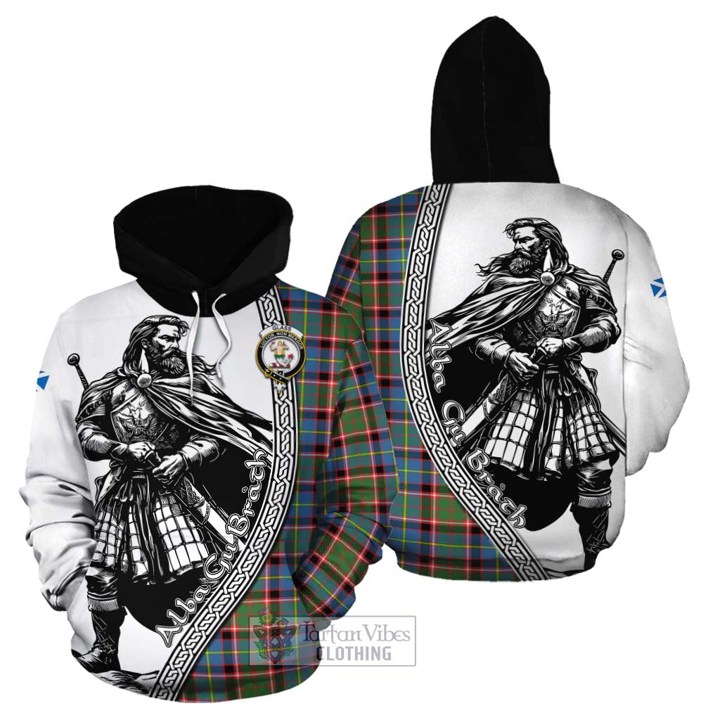 Glass Tartan Clan Crest Cotton Hoodie with Highlander Warrior Celtic Style Zip Hoodie - Tartan Vibes Clothing