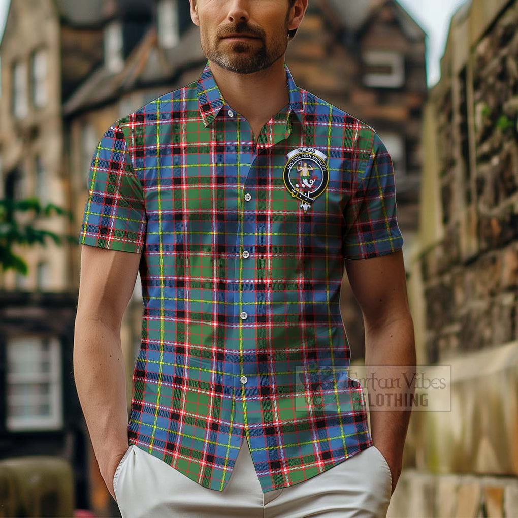 Glass Tartan Hawaiian Shirt with Family Crest Celtic Skull Style - Tartan Vibes Clothing