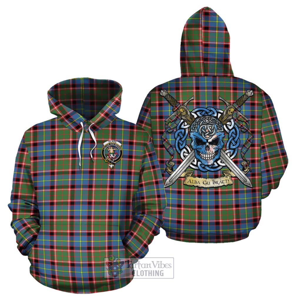 Glass Tartan Cotton Hoodie with Family Crest Celtic Skull Style Zip Hoodie - Tartan Vibes Clothing