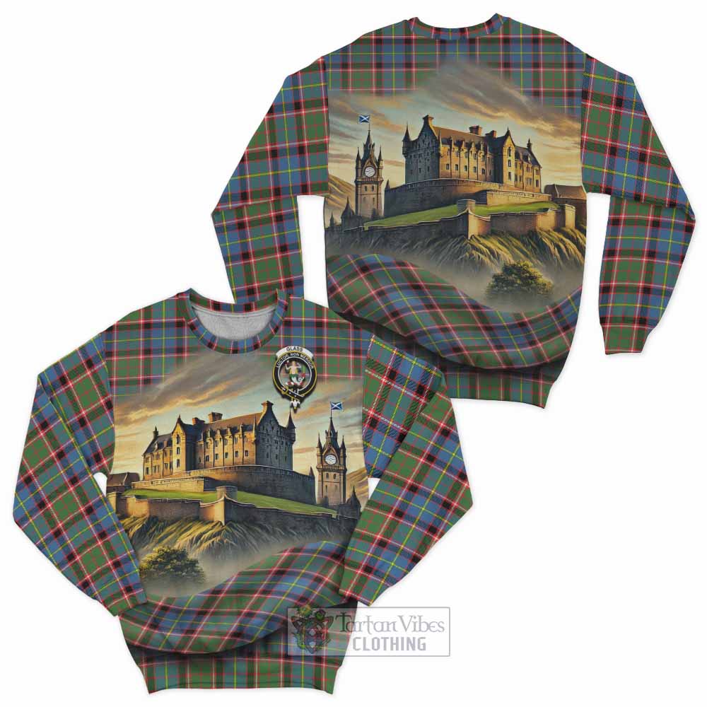 Glass Tartan Family Crest Sweatshirt with Scottish Ancient Castle Style - Tartan Vibes Clothing