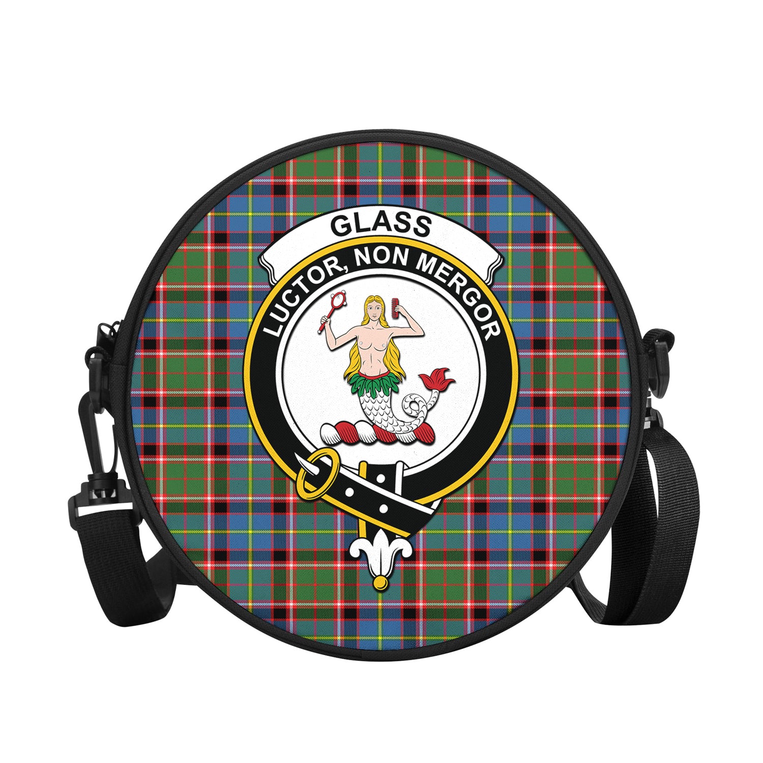 Glass Tartan Round Satchel Bags with Family Crest - Tartan Vibes Clothing