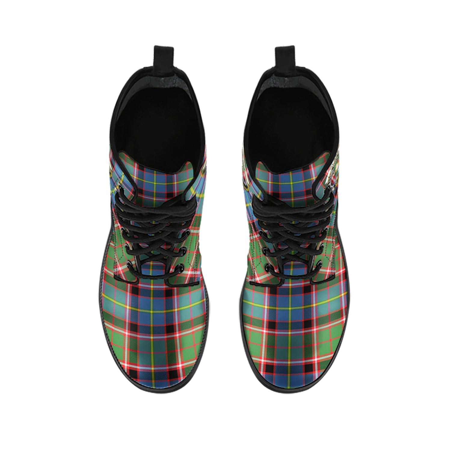 Glass Tartan Leather Boots with Family Crest - Tartan Vibes Clothing