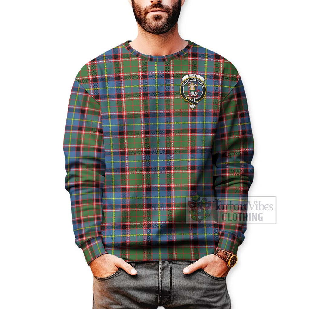 Glass Tartan Sweatshirt with Family Crest Celtic Skull Style - Tartan Vibes Clothing