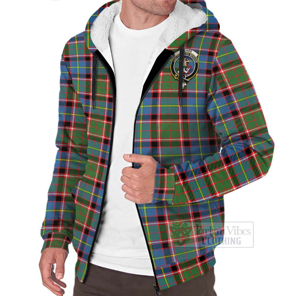 Glass Tartan Sherpa Hoodie with Family Crest Celtic Skull Style Unisex - Tartan Vibes Clothing