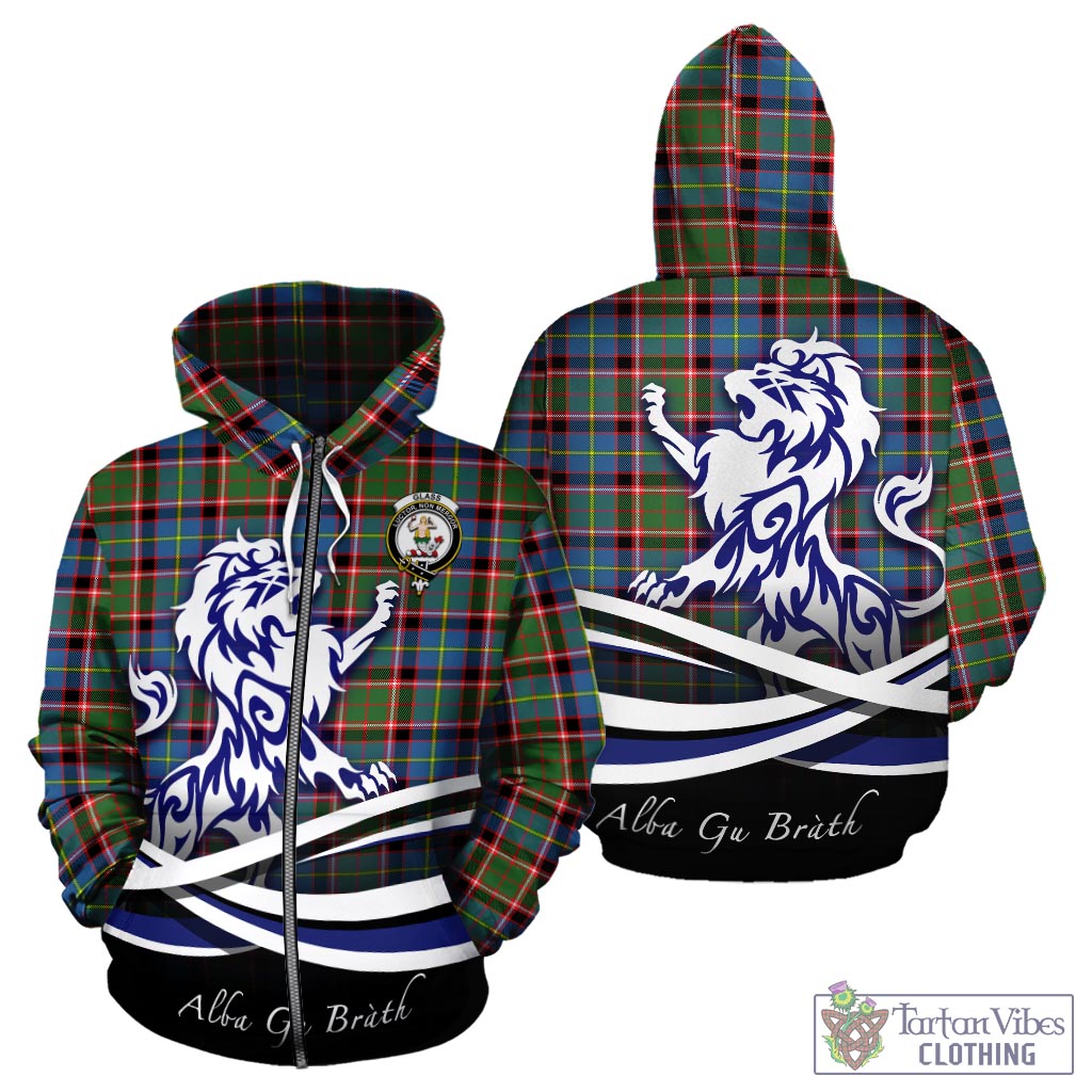 Glass Tartan Hoodie with Alba Gu Brath Regal Lion Emblem - Tartan Vibes Clothing