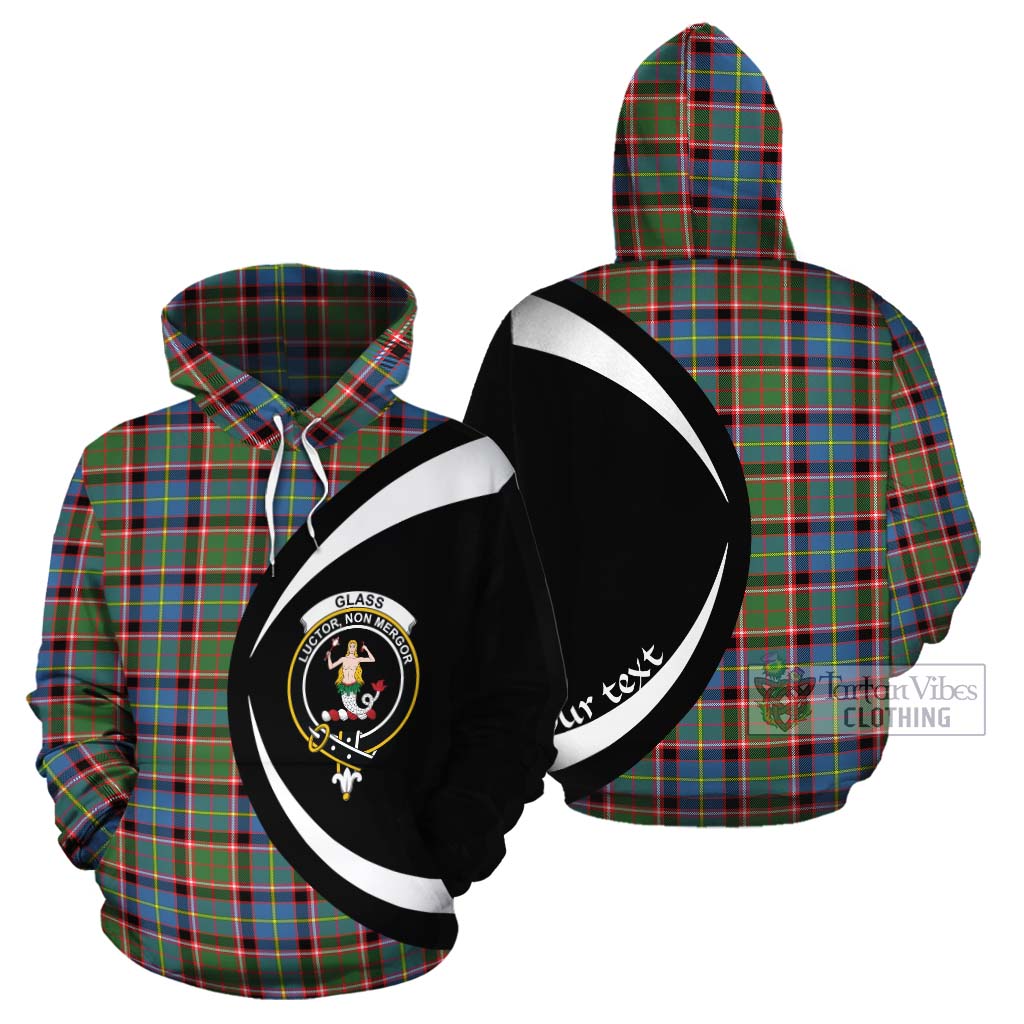 Glass Tartan Cotton Hoodie with Family Crest Circle Style Zip Hoodie - Tartan Vibes Clothing