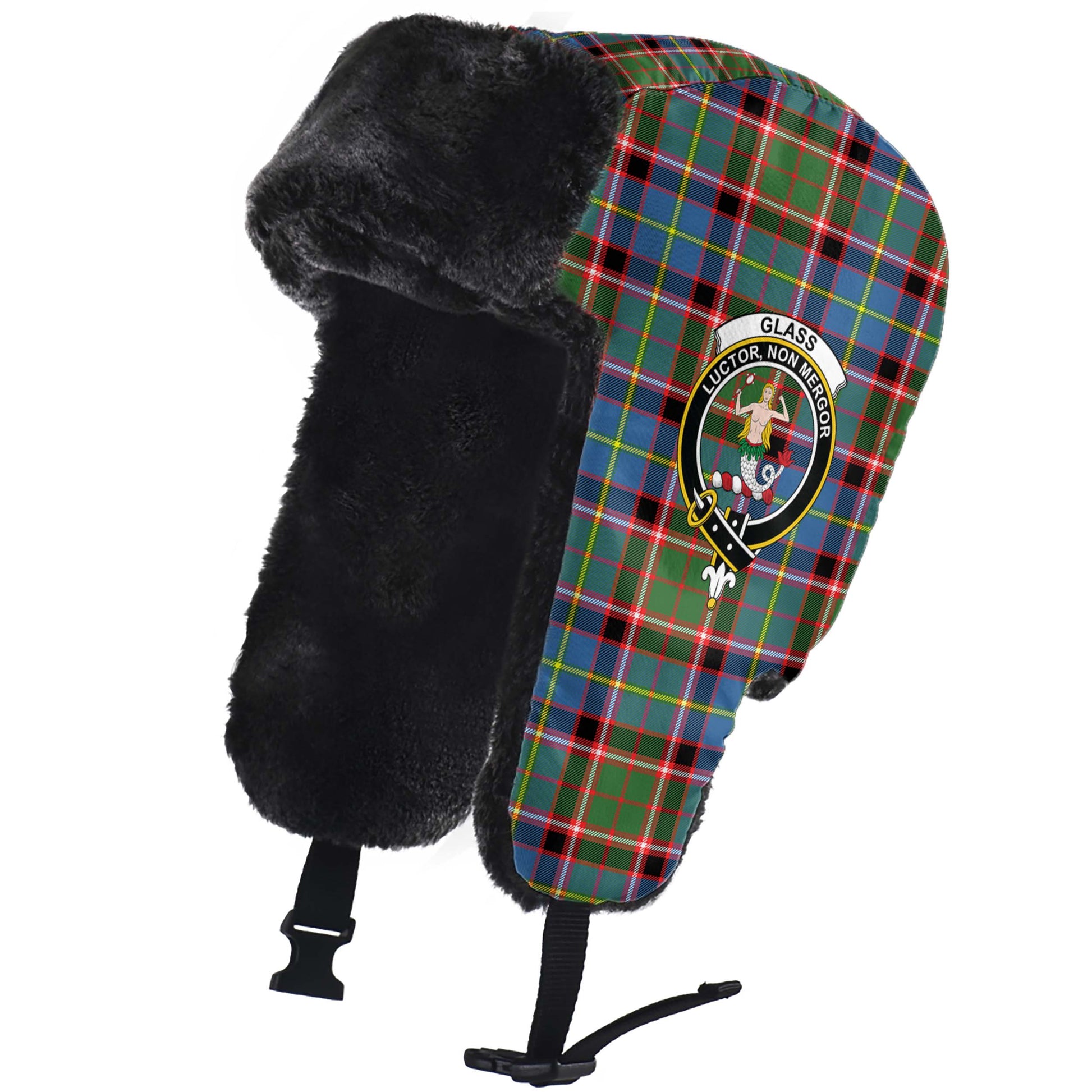 Glass Tartan Winter Trapper Hat with Family Crest - Tartan Vibes Clothing