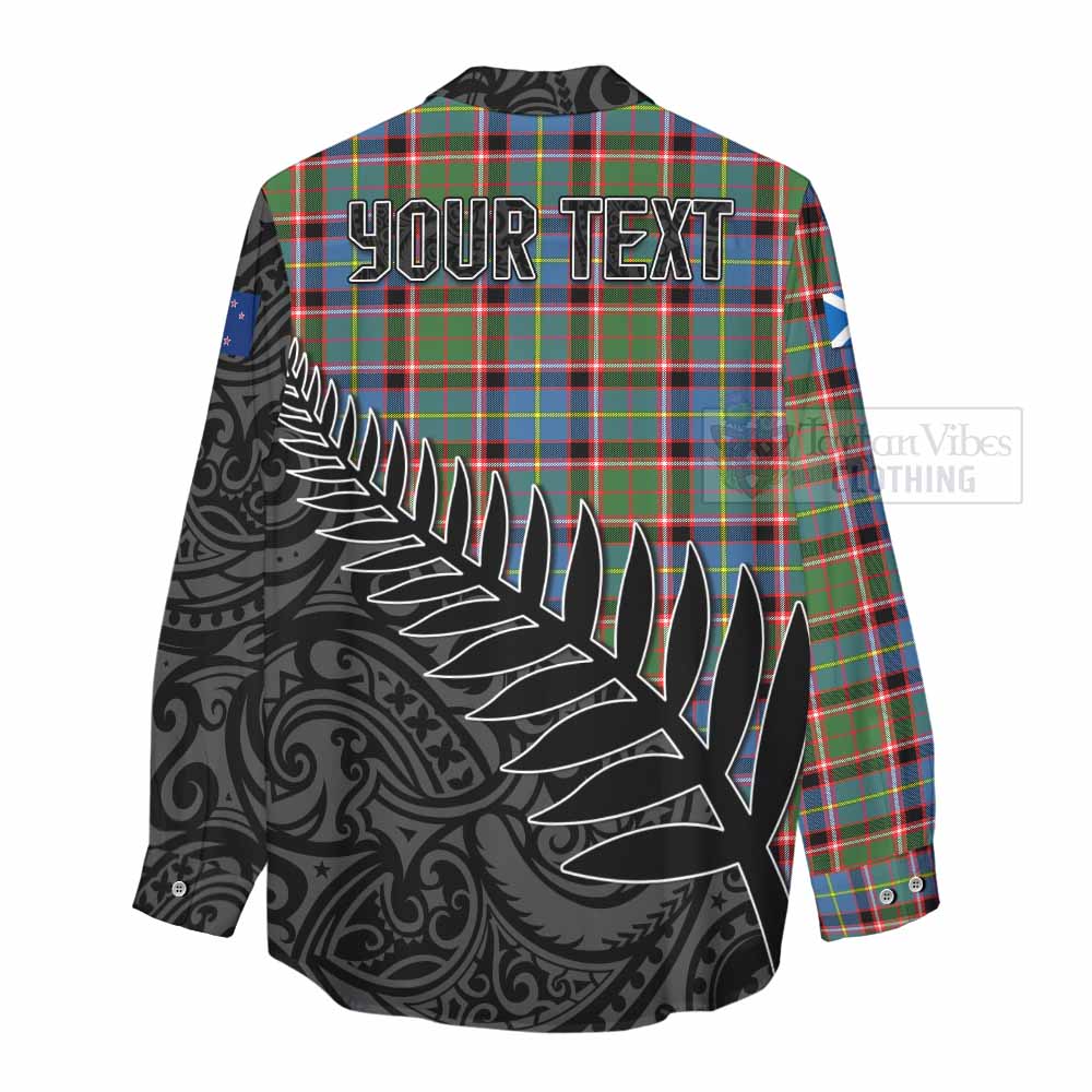 Tartan Vibes Clothing Glass Crest Tartan Women's Casual Shirt with New Zealand Silver Fern Half Style