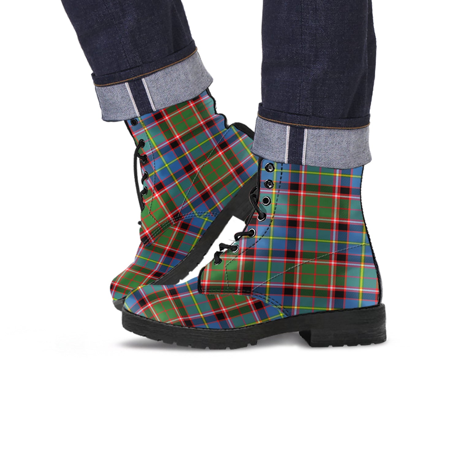 Glass Tartan Leather Boots - Tartan Vibes Clothing