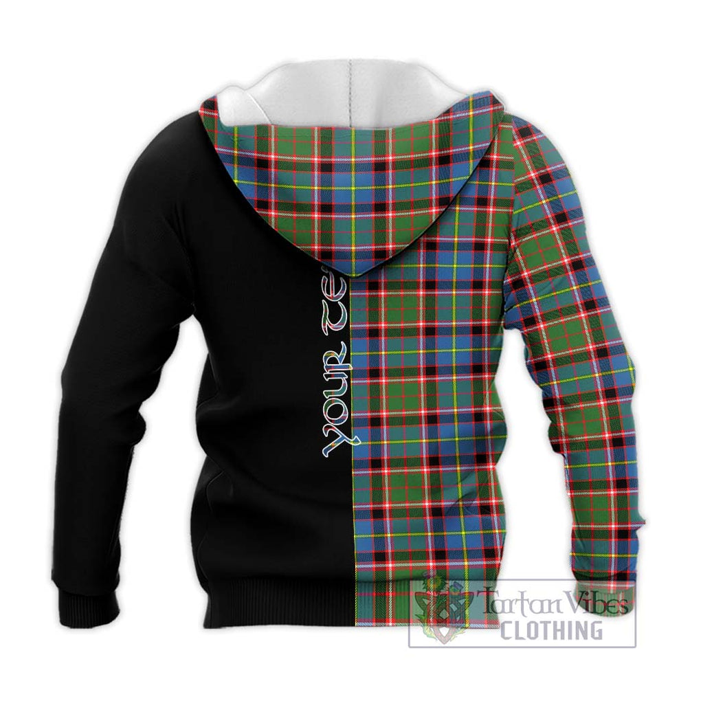 Glass Tartan Knitted Hoodie with Family Crest and Half Of Me Style - Tartanvibesclothing Shop