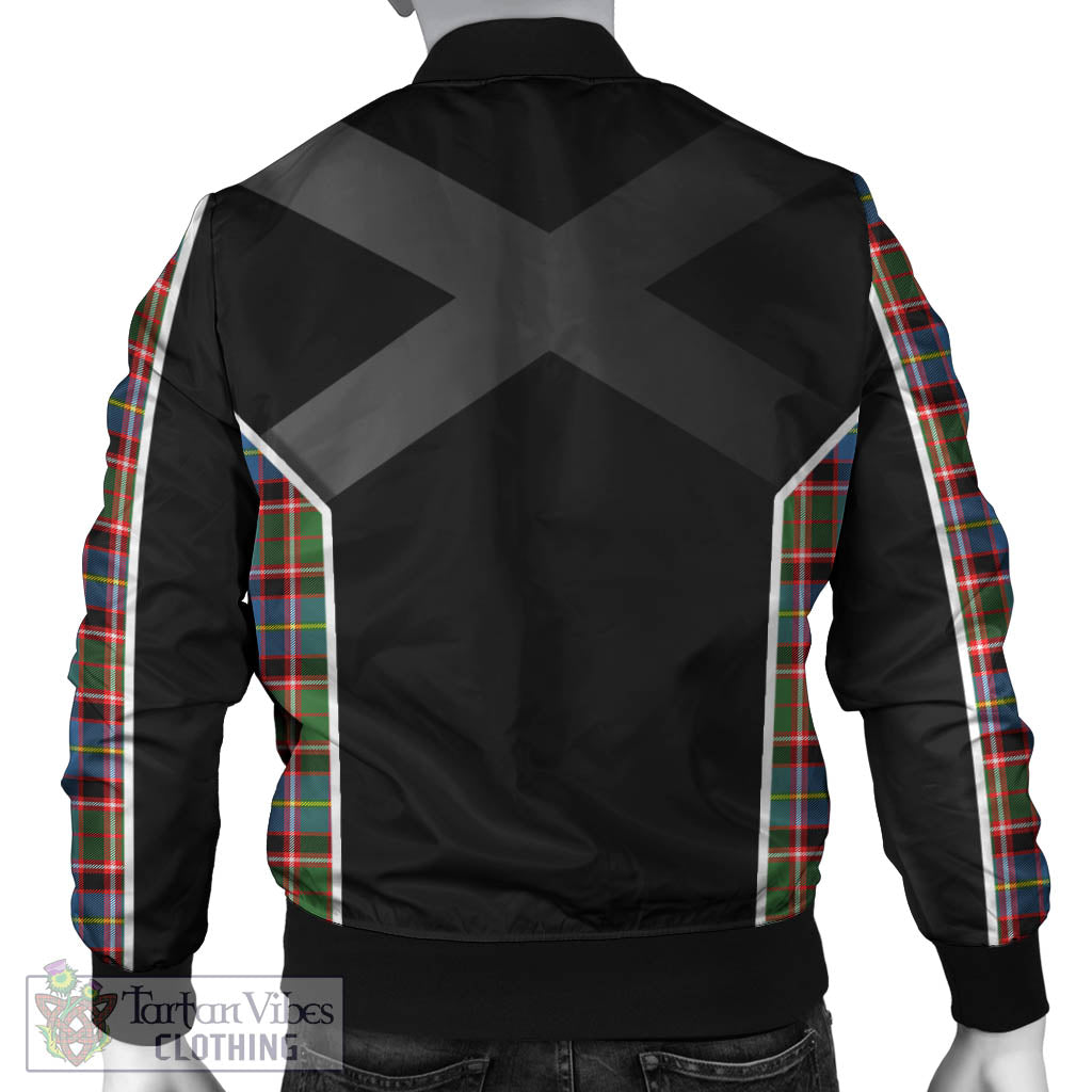 Tartan Vibes Clothing Glass Tartan Bomber Jacket with Family Crest and Scottish Thistle Vibes Sport Style