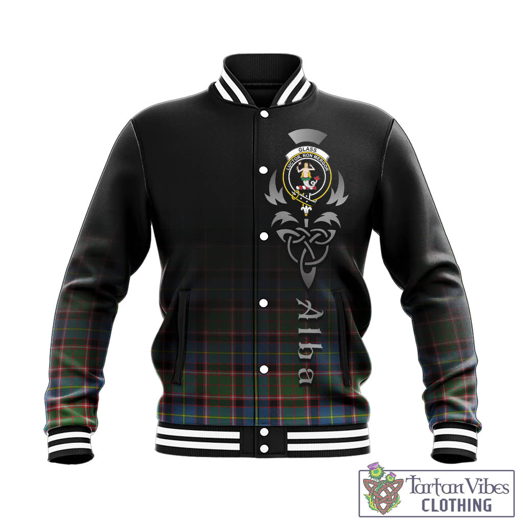 Glass Tartan Baseball Jacket Featuring Alba Gu Brath Family Crest Celtic Inspired - Tartan Vibes Clothing